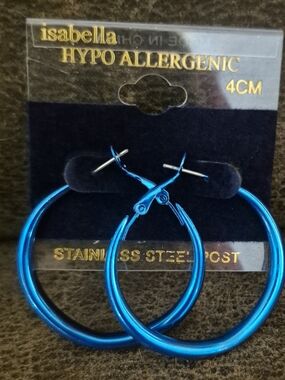 Abella Vibrant Blue Hoop Earrings